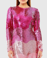 Pink Long Sleeve Ombre Sequin Mini Dress - FINAL SALE